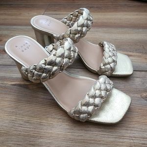A New Day Sandals Womens 8 Gold Braided Basil Heel Mule NEW